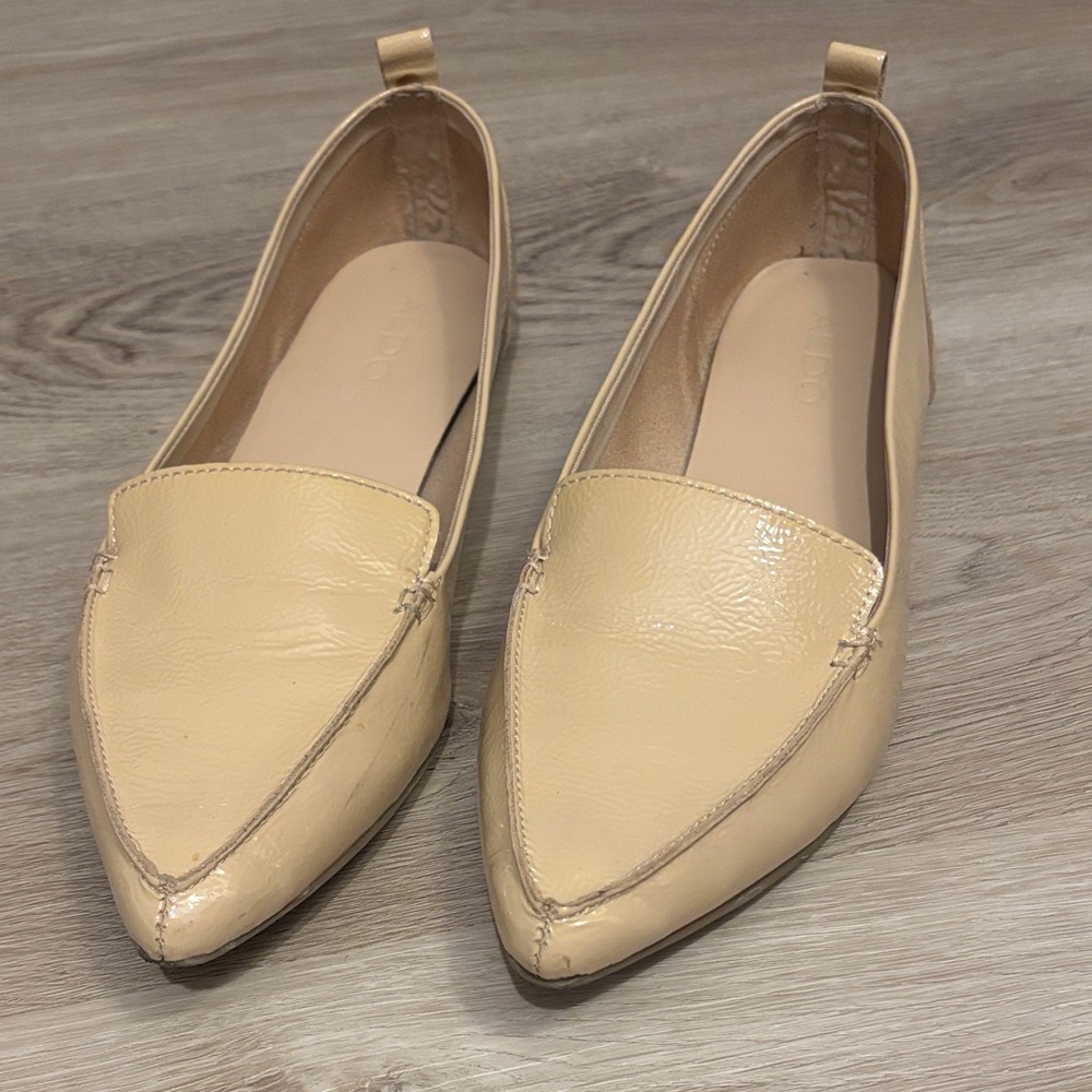 Aldo Beige Pointed Loafers